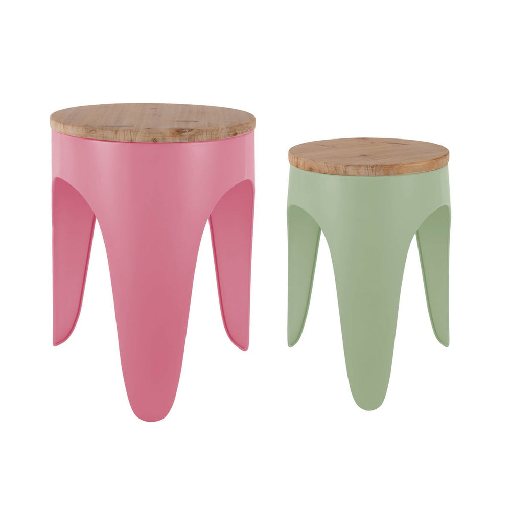 Krukjesset Dubbel Funky – Kleurrijke Retro Houten Top voor Woondecoratie