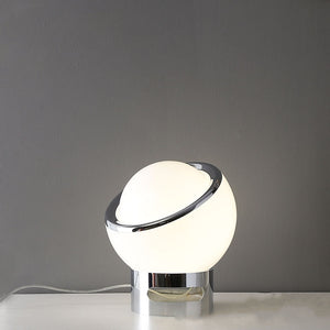 Elegante Bauhaus Tafellamp – Opalglazen Kap met RVS Voet