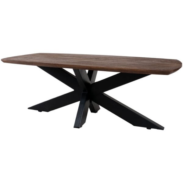 Salontafel ForgeWood – Espresso Mangohout 120×55 cm met Zwarte Kruispoot
