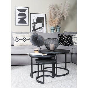 Industriële Salontafel Set van 3 – Mangohout & Zwart Staal – Salontafels Erjan