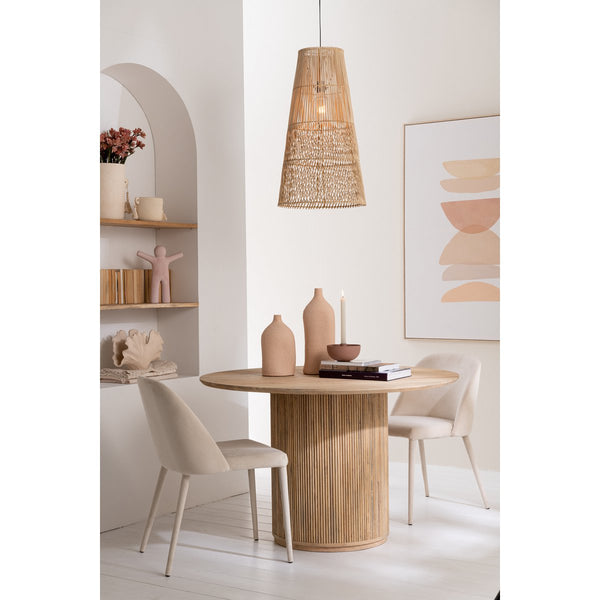 J-Line Eettafel Vincent Ø120 cm – Rond Naturel Mangohout – Sculpturaal Design