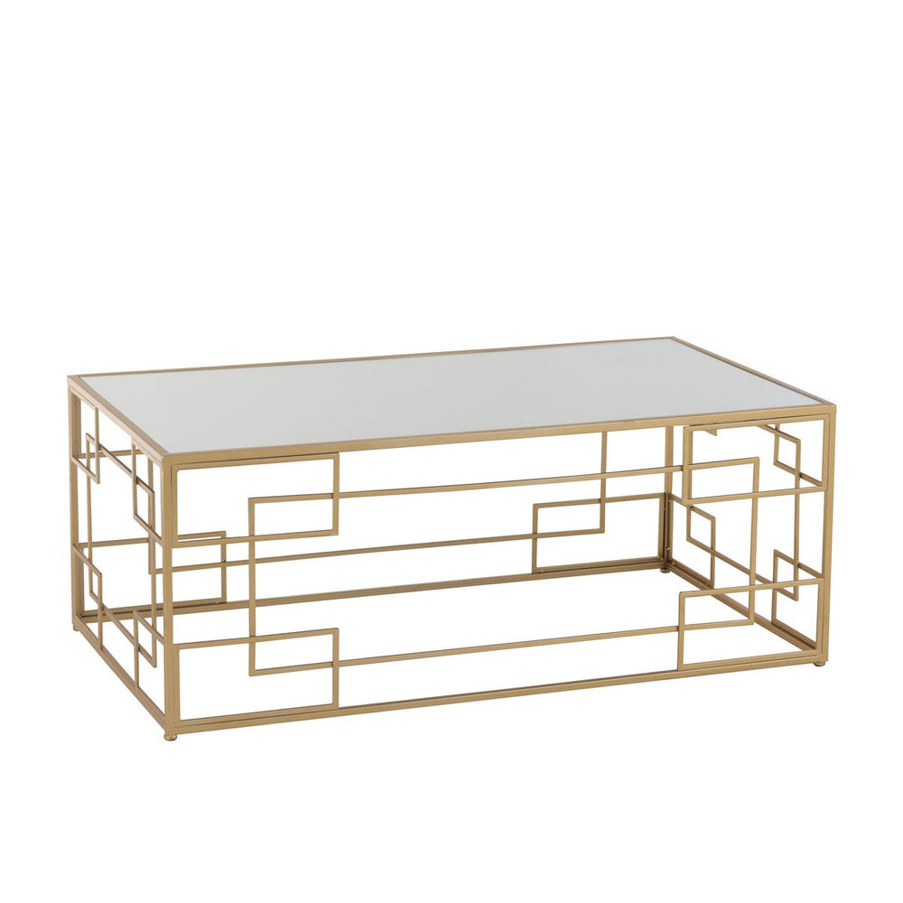 J-Line Salontafel Lijnen – Goud Metaal & Glas – Rechthoek 120 × 66 cm