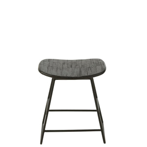 J-Line Stoel Rechthoekig Zwart – Gerecycled Hout & Metaal – Compacte Kruk Small