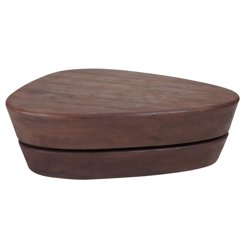 Salontafel Kiva – Espresso Mangohout – Organische Kiezelvorm – 107x80 cm