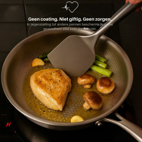 Titanium Gehamerde koekepan – Duurzaam, Gifvrij & Stijlvol Kookgerei voor Elke Keuken