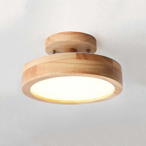 Moderne Houten LED Plafondlamp – Natuurlijk Warm Licht voor Woon- en Eetkamer