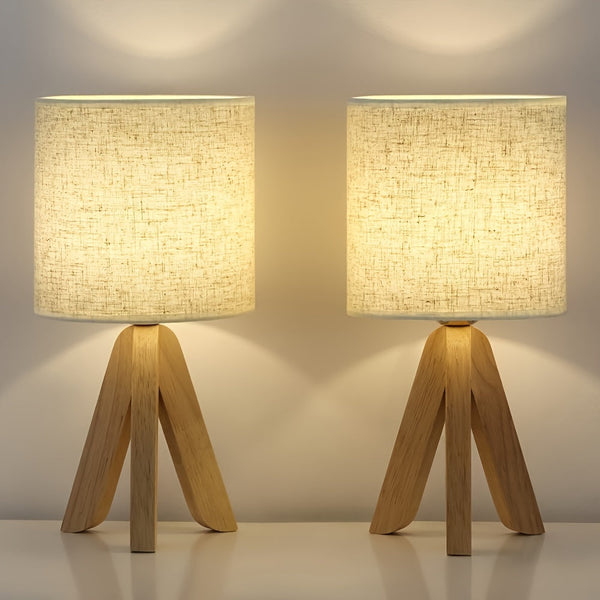 Minimalistische Dreibein-Tafellamp – Moderne Houten Accentlamp voor Slaapkamer & Woonkamer