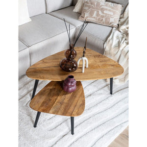 Salontafelset DuoForm – Naturel Mangohout (Set van 2) met Zwarte Poten