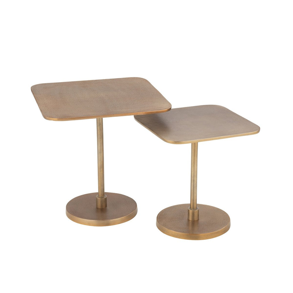 J-Line Bijzettafel Set Goud 2-delig – Aluminium met Elegant Design Ø50x50 cm