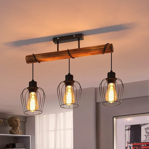 Rustieke 3-Lichts Plafondlamp Semi-Opbouw – Verstelbare Moderne Landelijke Verlichting
