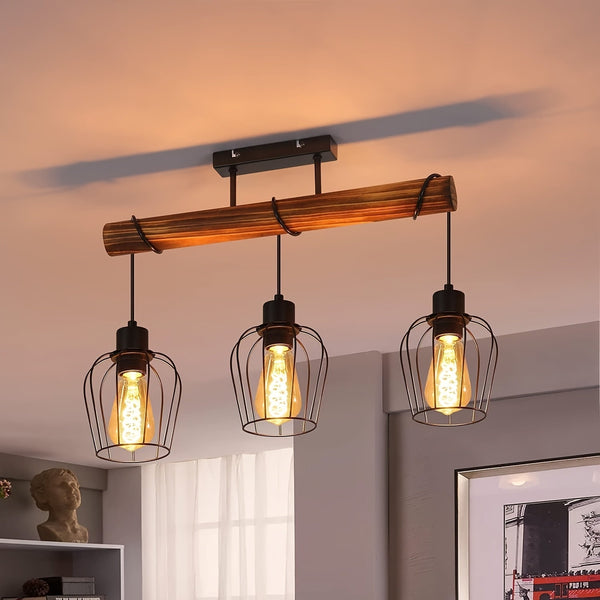 Rustieke 3-Lichts Plafondlamp Semi-Opbouw – Verstelbare Moderne Landelijke Verlichting