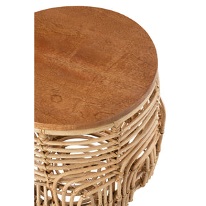 J-Line Bijzettafel Ellen – Rotan Naturel – Set van 2 – 48×48×52,5 cm – Bohemian stijl