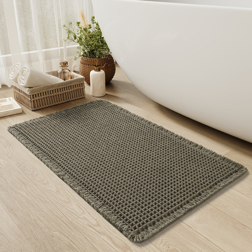 AbsorbEase Ultra Absorberende Wafel Bademat met Stijlvolle Antislip, Machinewasbaar