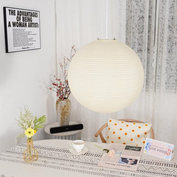 Lichte Papieren Hanglamp met Zachte Diffuse Verlichting – Moderne Plafondlamp
