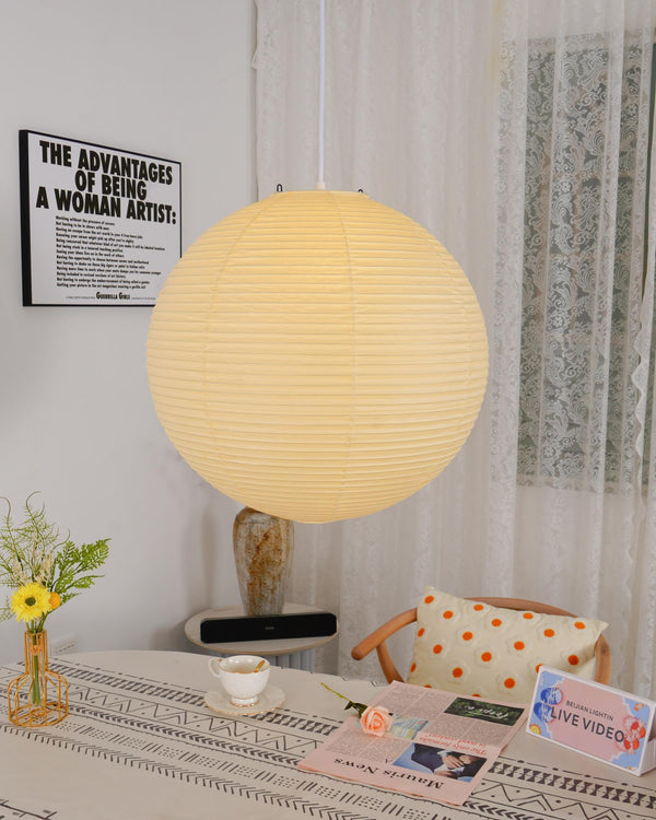 Lichte Papieren Hanglamp met Zachte Diffuse Verlichting – Moderne Plafondlamp