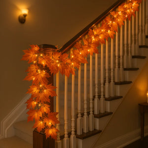 Batterijgevoede LED Slinger met Oranje Esdoornbladeren – Warm Wit Herfstdecoratie