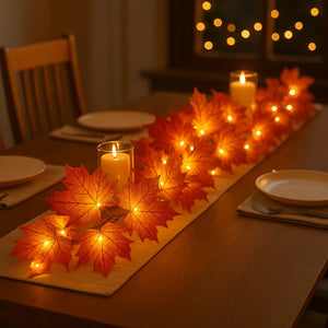 Batterijgevoede LED Slinger met Oranje Esdoornbladeren – Warm Wit Herfstdecoratie