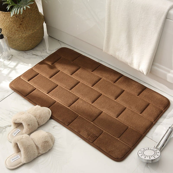 Antislip Badmat Beige Ziegelpatroon  Snel Droog Badkamer Mat