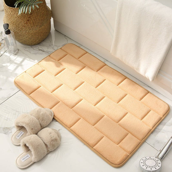 Antislip Badmat Beige Ziegelpatroon  Snel Droog Badkamer Mat
