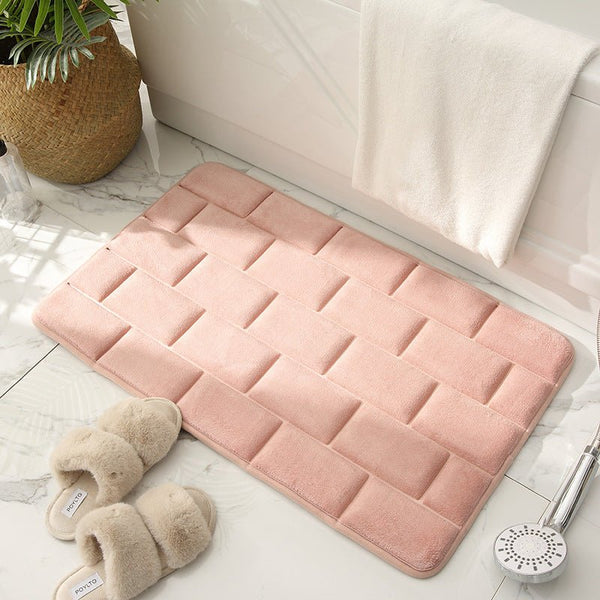 Antislip Badmat Beige Ziegelpatroon  Snel Droog Badkamer Mat