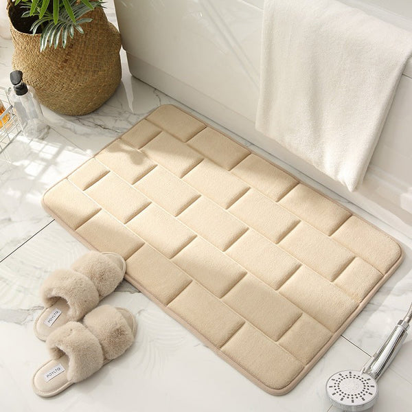Antislip Badmat Beige Ziegelpatroon  Snel Droog Badkamer Mat