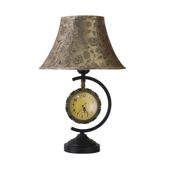 Klassieke Europese Tafellamp met Stoffen Lampenkap en Klokdesign – Elegante Binnenverlichting voor Woonkamer, Slaapkamer of Kantoor