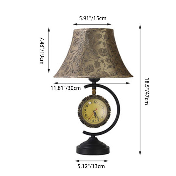 Klassieke Europese Tafellamp met Stoffen Lampenkap en Klokdesign – Elegante Binnenverlichting voor Woonkamer, Slaapkamer of Kantoor