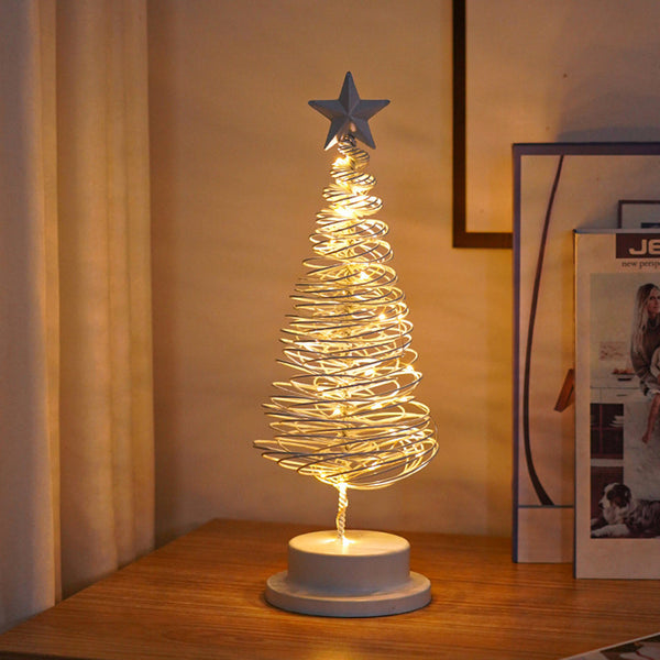 LED Spiral Kerstboom Tafellamp met Sterrenpunt – Warme Witte Verlichting