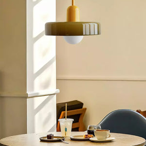 Moderne Art Deco Glazen Hanglamp – Kleurrijke Halo Plafondlamp