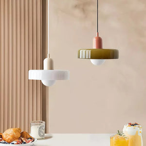 Moderne Art Deco Glazen Hanglamp – Kleurrijke Halo Plafondlamp