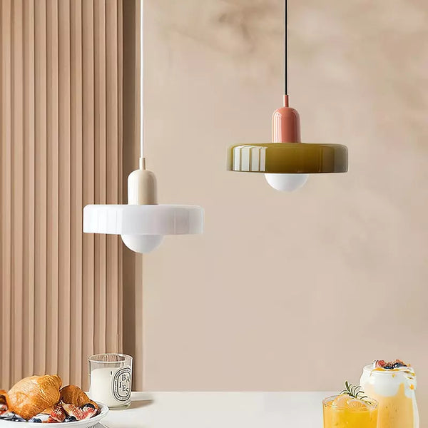 Moderne Art Deco Glazen Hanglamp – Kleurrijke Halo Plafondlamp