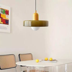 Moderne Art Deco Glazen Hanglamp – Kleurrijke Halo Plafondlamp