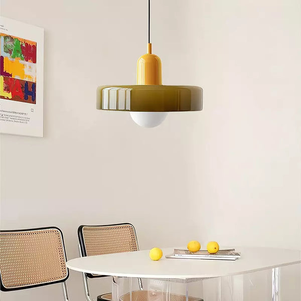 Moderne Art Deco Glazen Hanglamp – Kleurrijke Halo Plafondlamp