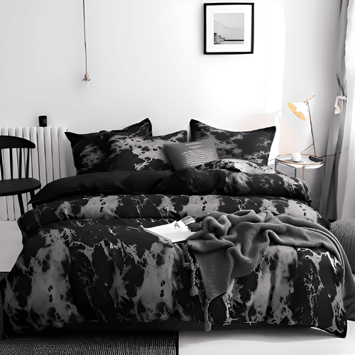 Luxe Marmer Beddengoed Set 155x220 cm | 3-delige Zachte Microvezel Dekbedovertrek & Kussenslopen