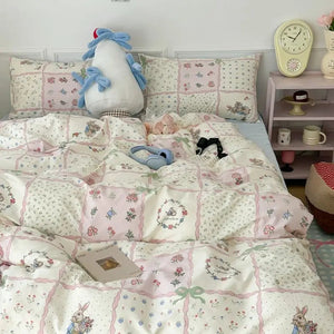 Romantisch Roze Bloemen Beddengoed Set  Zachte Polyester Dekbedovertrek  Kussenslopen voor Gezellige Slaapkamers