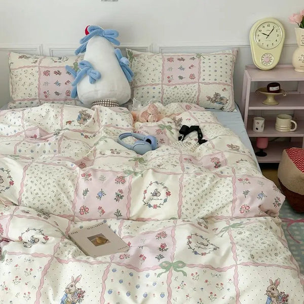 Romantisch Roze Bloemen Beddengoed Set  Zachte Polyester Dekbedovertrek  Kussenslopen voor Gezellige Slaapkamers