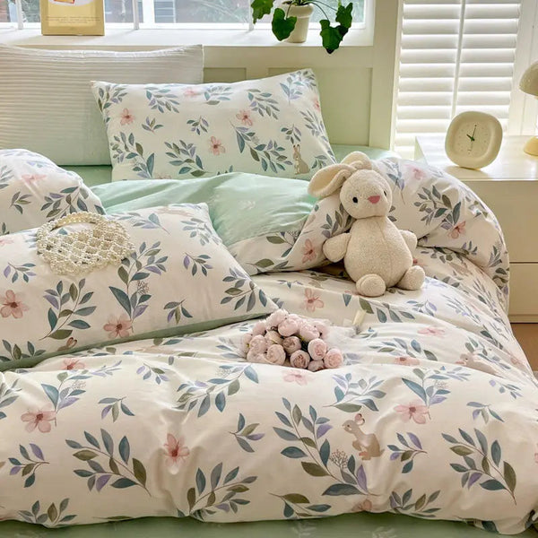 Romantisch Roze Bloemen Beddengoed Set  Zachte Polyester Dekbedovertrek  Kussenslopen voor Gezellige Slaapkamers