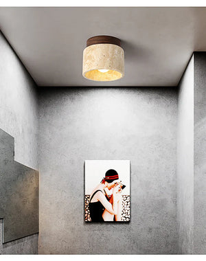 Minimalistische Japanse Plafondlamp – Zacht Houten Ontwerp