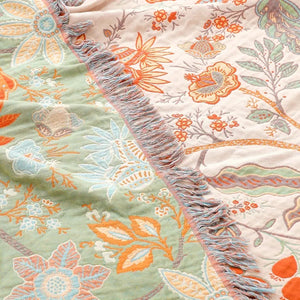 Boho Bloemenprint Dekentje – Sfeervol en Comfortabel Deken voor Bank, Bed & Buiten