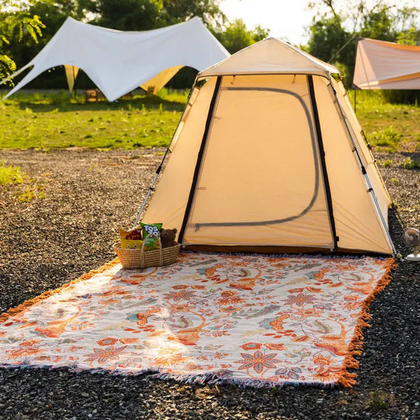 Boho Bloemenprint Dekentje – Sfeervol en Comfortabel Deken voor Bank, Bed & Buiten