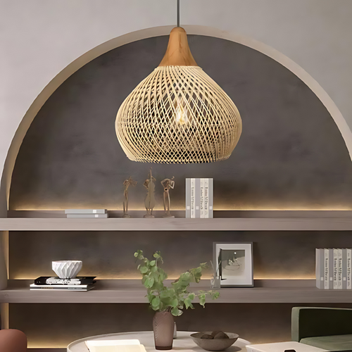 Boho Rotan Hanglamp – Handgemaakt voor Gezellige Slaapkamers