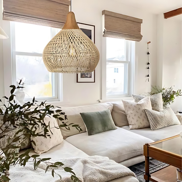 Boho Rotan Hanglamp – Handgemaakt voor Gezellige Slaapkamers