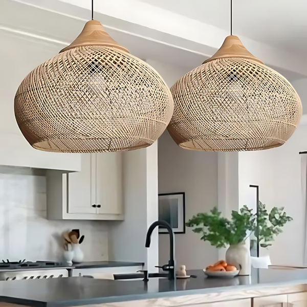 Boho Rotan Hanglamp – Handgemaakt voor Gezellige Slaapkamers