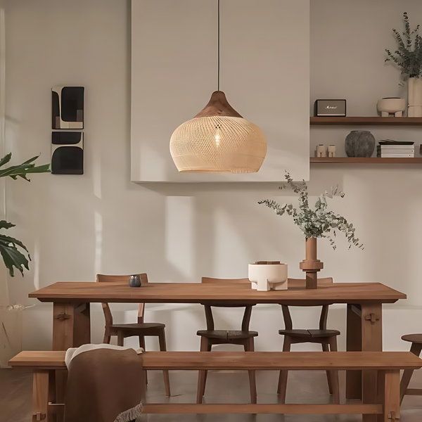 Boho Rotan Hanglamp – Handgemaakt voor Gezellige Slaapkamers