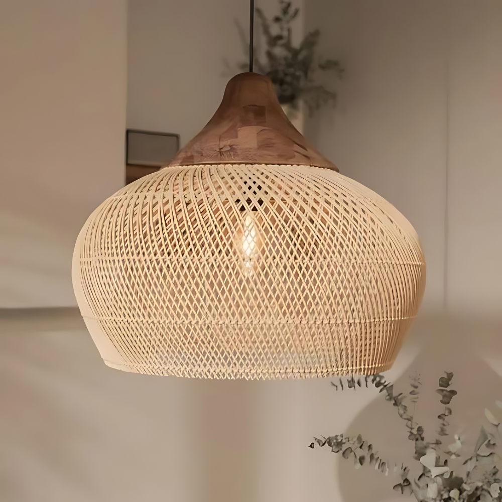 Boho Rotan Hanglamp – Handgemaakt voor Gezellige Slaapkamers