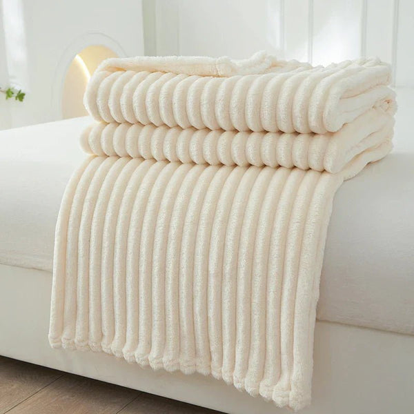 Breed Gestreept Flanel Fleece Deken  Gezellige Plaid voor Woonkamer  Slaapkamer