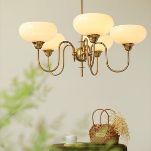 Artistieke Kaki Kroonluchter – Elegante Glazen Hanglamp voor Woon- en Eetkamer