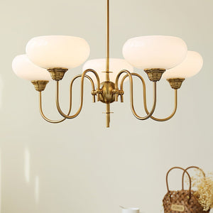 Artistieke Kaki Kroonluchter – Elegante Glazen Hanglamp voor Woon- en Eetkamer