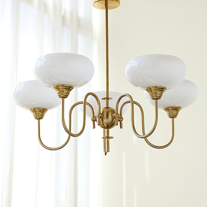 Artistieke Kaki Kroonluchter – Elegante Glazen Hanglamp voor Woon- en Eetkamer