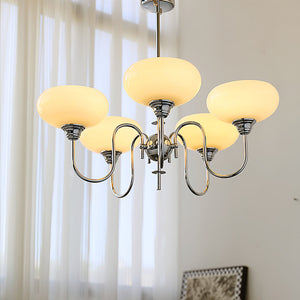 Artistieke Kaki Kroonluchter – Elegante Glazen Hanglamp voor Woon- en Eetkamer